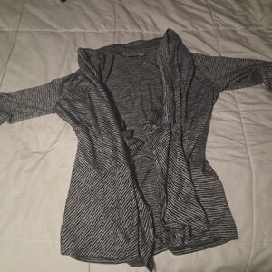 Chico's Black and Gray Knit Cardigan